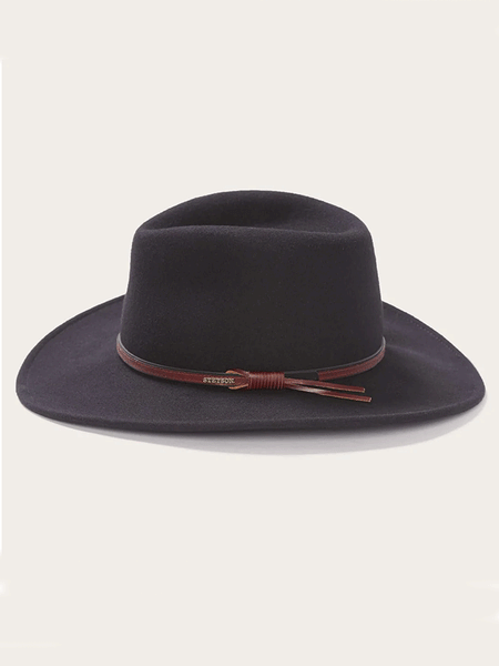 Stetson TWBOZE-813007 Bozeman Outdoor Crushable Felt Hat Black side view. If you need any assistance with this item or the purchase of this item please call us at five six one seven four eight eight eight zero one Monday through Saturday 10:00a.m EST to 8:00 p.m EST