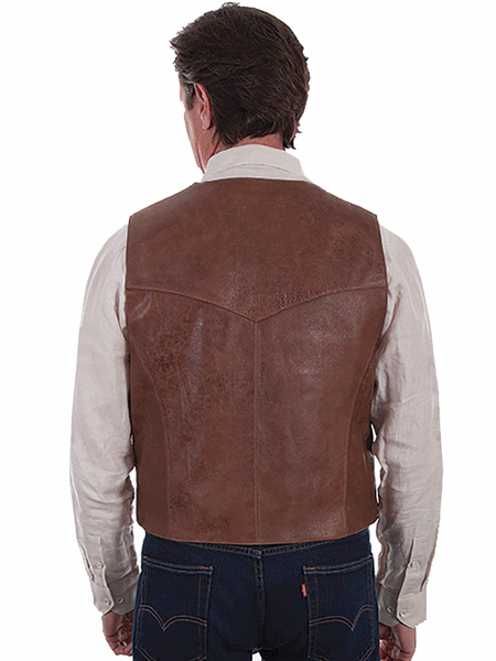 Scully 1035-60 Mens Western Vintage Lamb Vest Brown back view. If you need any assistance with this item or the purchase of this item please call us at five six one seven four eight eight eight zero one Monday through Saturday 10:00a.m EST to 8:00 p.m EST