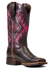 Ariat 10040378 Womens Sienna VentTek 360 Western Boot Chocolate Chip inner side and front view. If you need any assistance with this item or the purchase of this item please call us at five six one seven four eight eight eight zero one Monday through Saturday 10:00a.m EST to 8:00 p.m EST