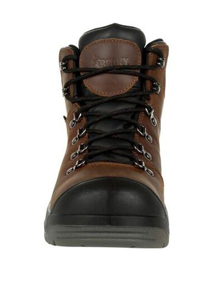 Rocky RKK0245 Mens Worksmart Composite Toe Waterproof Work Boot Brown front view. If you need any assistance with this item or the purchase of this item please call us at five six one seven four eight eight eight zero one Monday through Saturday 10:00a.m EST to 8:00 p.m EST