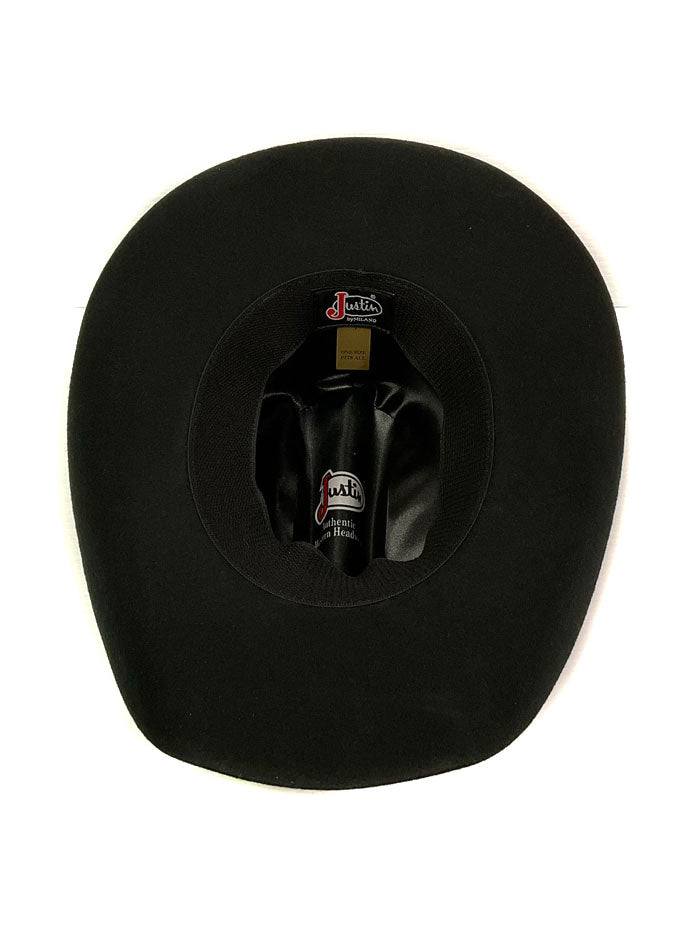 Justin JF0242BKJR40 Youth 2X Blackhills Felt Hat Black side / front view. If you need any assistance with this item or the purchase of this item please call us at five six one seven four eight eight eight zero one Monday through Saturday 10:00a.m EST to 8:00 p.m EST