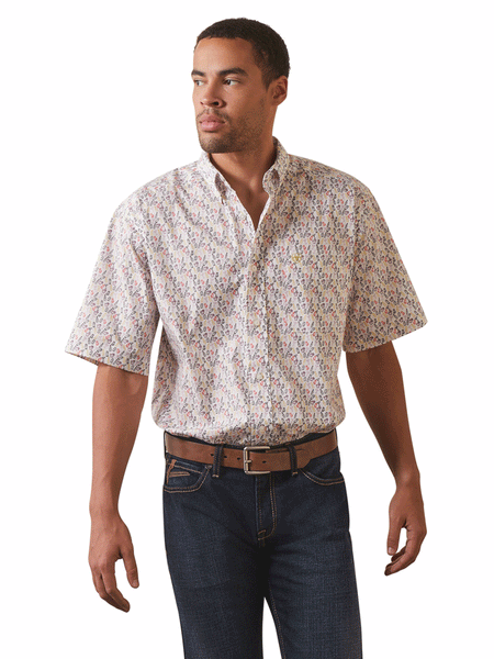 Ariat 10043760 Mens Danon Classic Short Sleeve Shirt White front view. If you need any assistance with this item or the purchase of this item please call us at five six one seven four eight eight eight zero one Monday through Saturday 10:00a.m EST to 8:00 p.m EST