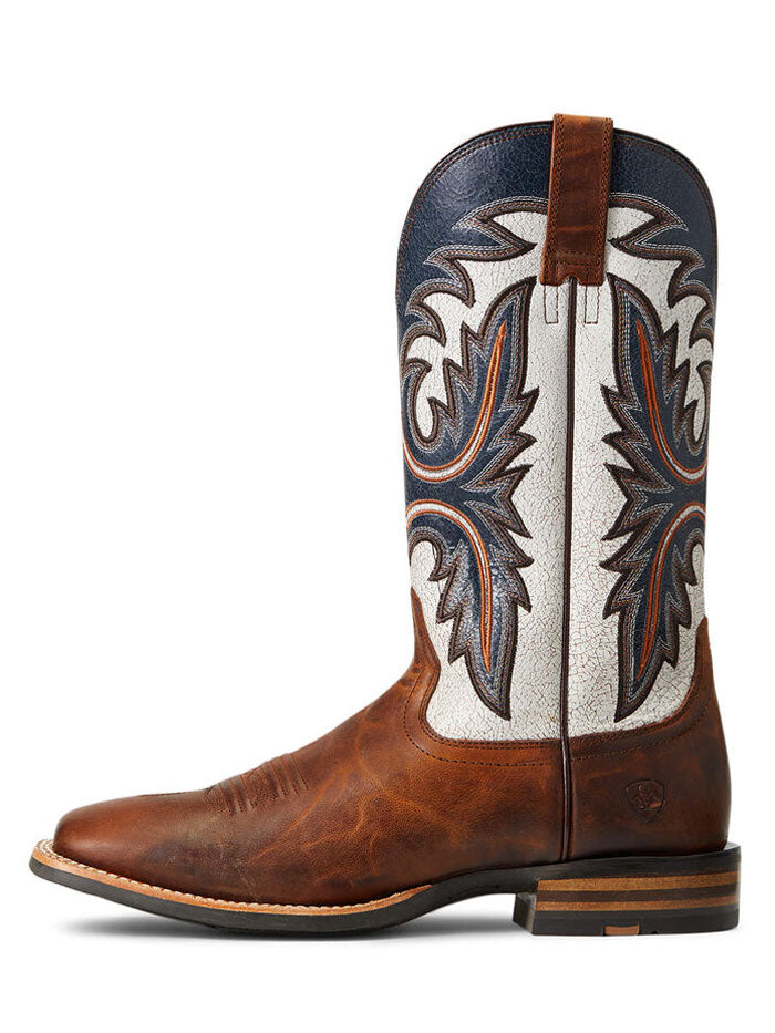 Ariat 10040428 Mens Brushrider Western Boot Penny Brown side full view. If you need any assistance with this item or the purchase of this item please call us at five six one seven four eight eight eight zero one Monday through Saturday 10:00a.m EST to 8:00 p.m EST