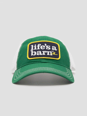 Beach & Barn LIFE'S A BARN Unstructured Hat Kelly White front view. If you need any assistance with this item or the purchase of this item please call us at five six one seven four eight eight eight zero one Monday through Saturday 10:00a.m EST to 8:00 p.m EST