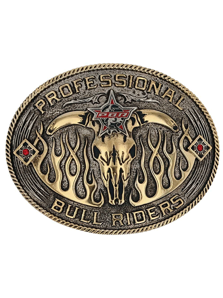Montana Silversmiths PBR941 PBR Open Flames Belt Buckle front view. If you need any assistance with this item or the purchase of this item please call us at five six one seven four eight eight eight zero one Monday through Saturday 10:00a.m EST to 8:00 p.m EST