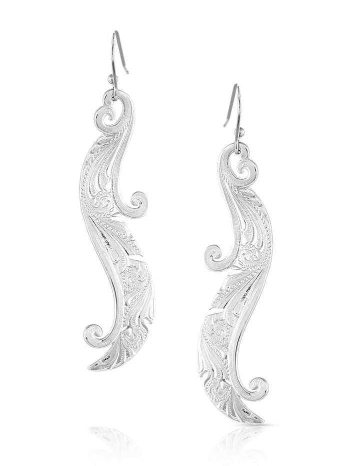 Montana Silversmiths ER4836 Womens Dreamweaver Feather Earrings Silver front view. If you need any assistance with this item or the purchase of this item please call us at five six one seven four eight eight eight zero one Monday through Saturday 10:00a.m EST to 8:00 p.m EST