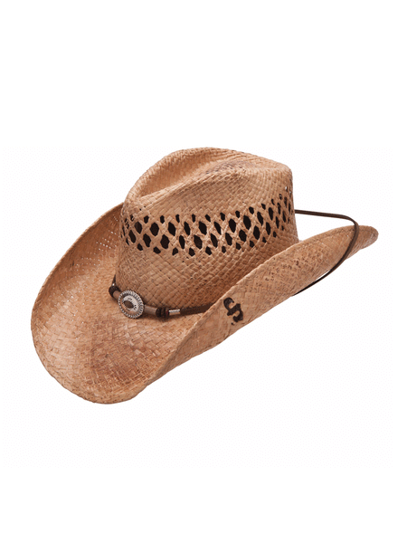 Stetson SSSTCR-40348R Stoney Creek Straw Cowboy Hat Natural front and side view. If you need any assistance with this item or the purchase of this item please call us at five six one seven four eight eight eight zero one Monday through Saturday 10:00a.m EST to 8:00 p.m EST