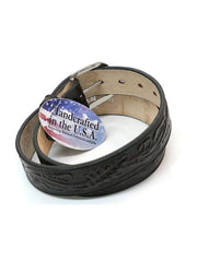 Gingerich 8614-28 Mens Hand Tooled Leather Belt Black Cherry back view. If you need any assistance with this item or the purchase of this item please call us at five six one seven four eight eight eight zero one Monday through Saturday 10:00a.m EST to 8:00 p.m EST