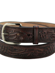Gingerich 8614-28 Mens Hand Tooled Leather Belt Black Cherry front view. If you need any assistance with this item or the purchase of this item please call us at five six one seven four eight eight eight zero one Monday through Saturday 10:00a.m EST to 8:00 p.m EST