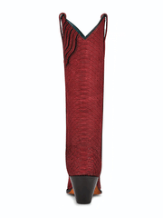 Corral A4194 Ladies Python Tall Top Western Boot Red back view. If you need any assistance with this item or the purchase of this item please call us at five six one seven four eight eight eight zero one Monday through Saturday 10:00a.m EST to 8:00 p.m EST