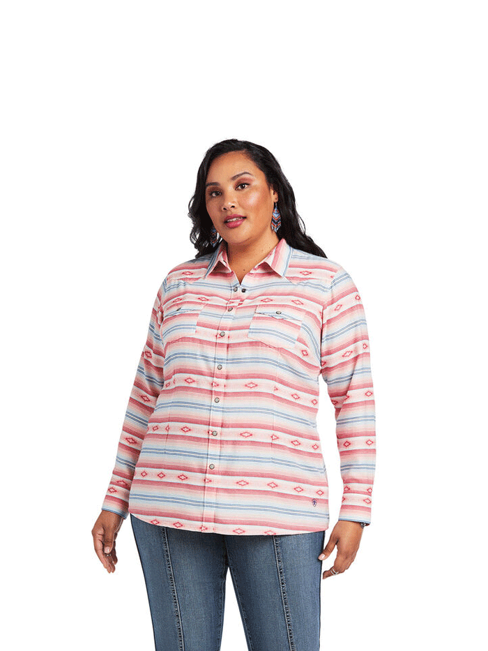 Ariat 10039845 Womens REAL Longsleeve Shirt Watercolor Serape Jacquard front view. If you need any assistance with this item or the purchase of this item please call us at five six one seven four eight eight eight zero one Monday through Saturday 10:00a.m EST to 8:00 p.m EST