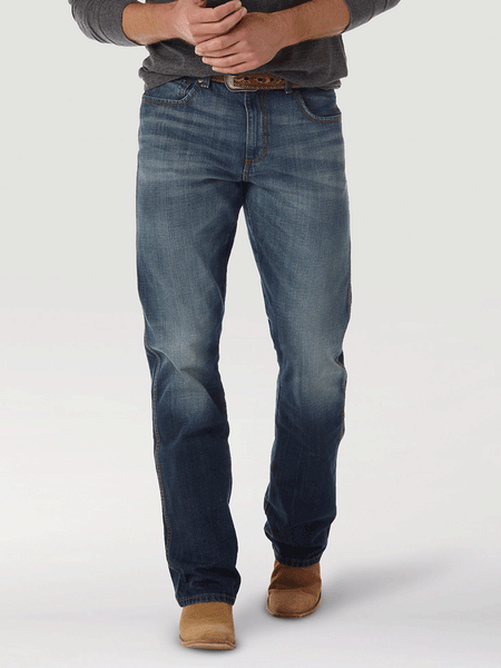 Wrangler WRT20JH Mens Retro Relaxed Fit Bootcut JH Wash front view. If you need any assistance with this item or the purchase of this item please call us at five six one seven four eight eight eight zero one Monday through Saturday 10:00a.m EST to 8:00 p.m EST