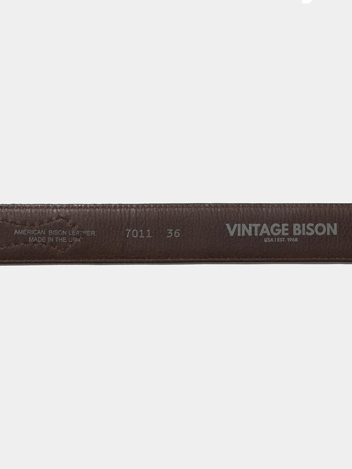 Vintage Bison VB-7011 Mens Dalton Leather Belt Chocolate front view. If you need any assistance with this item or the purchase of this item please call us at five six one seven four eight eight eight zero one Monday through Saturday 10:00a.m EST to 8:00 p.m EST