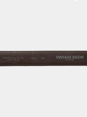Vintage Bison VB-7011 Mens Dalton Leather Belt Chocolate back view. If you need any assistance with this item or the purchase of this item please call us at five six one seven four eight eight eight zero one Monday through Saturday 10:00a.m EST to 8:00 p.m EST