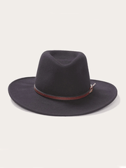 Stetson TWBOZE-813007 Bozeman Outdoor Crushable Felt Hat Black full front view. If you need any assistance with this item or the purchase of this item please call us at five six one seven four eight eight eight zero one Monday through Saturday 10:00a.m EST to 8:00 p.m EST