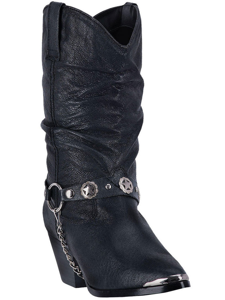 Dingo DI522 Ladies Short Boot High Heel Black side view. If you need any assistance with this item or the purchase of this item please call us at five six one seven four eight eight eight zero one Monday through Saturday 10:00a.m EST to 8:00 p.m EST