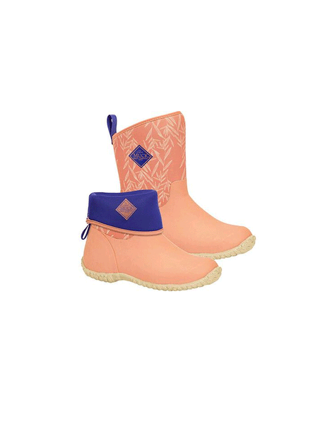 Muck WM2-4WT Womens Muckster II Mid Boot Pink side view, straight and rolled shaft