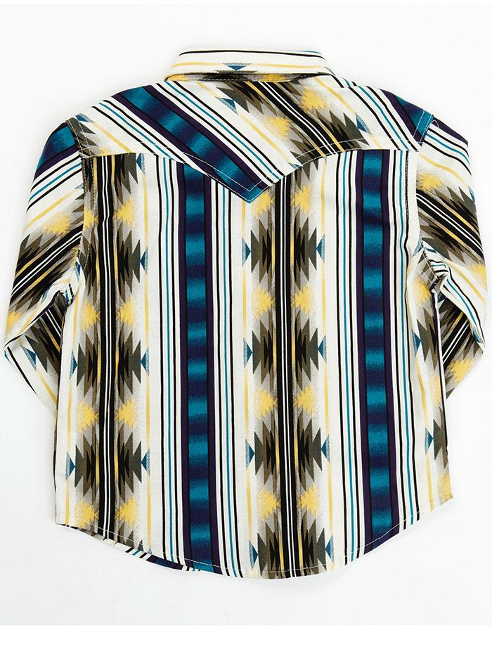 Wrangler 10PQ1290M Boys Toddler Long Sleeve Snap Shirt Aztec Print Multi front view.If you need any assistance with this item or the purchase of this item please call us at five six one seven four eight eight eight zero one Monday through Saturday 10:00a.m EST to 8:00 p.m EST
