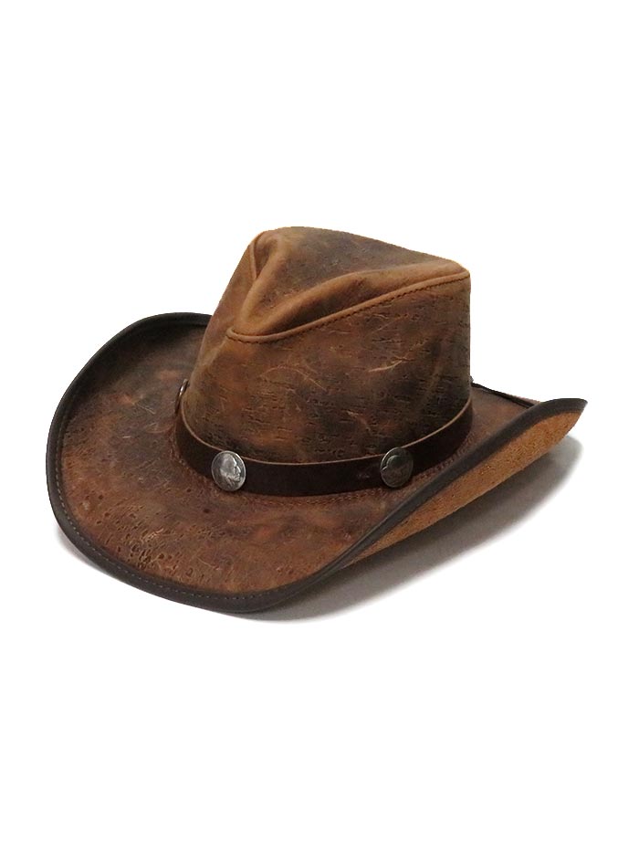 Head 'n Home Cyclone Cobblestone Buffalo Band Leather Hat front side. If you need any assistance with this item or the purchase of this item please call us at five six one seven four eight eight eight zero one Monday through Saturday 10:00a.m EST to 8:00 p.m EST