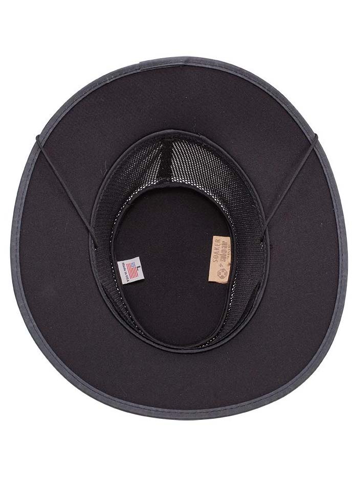 American Hat Makers SOAKER Breathable Wide Brim Sun Hat Black front and side view. If you need any assistance with this item or the purchase of this item please call us at five six one seven four eight eight eight zero one Monday through Saturday 10:00a.m EST to 8:00 p.m EST