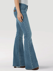 Wrangler 1009MWFNT Womens Retro Mae Mid-Rise Flare Jeans Tori side view. If you need any assistance with this item or the purchase of this item please call us at five six one seven four eight eight eight zero one Monday through Saturday 10:00a.m EST to 8:00 p.m EST