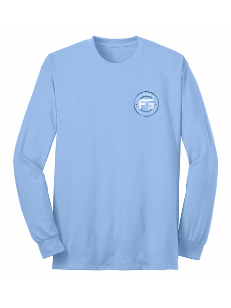 FloGrown FGM-3107 Snook Mount Long Sleeve Tee Light Blue front view. If you need any assistance with this item or the purchase of this item please call us at five six one seven four eight eight eight zero one Monday through Saturday 10:00a.m EST to 8:00 p.m EST