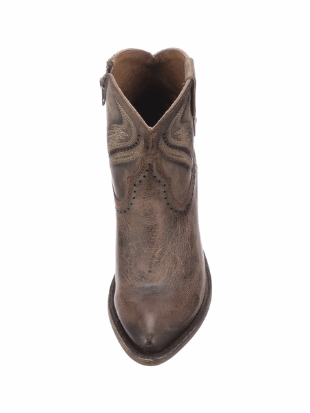 Lucchese M6039 Womens Sabine Bootie Distressed Brown front view. If you need any assistance with this item or the purchase of this item please call us at five six one seven four eight eight eight zero one Monday through Saturday 10:00a.m EST to 8:00 p.m EST