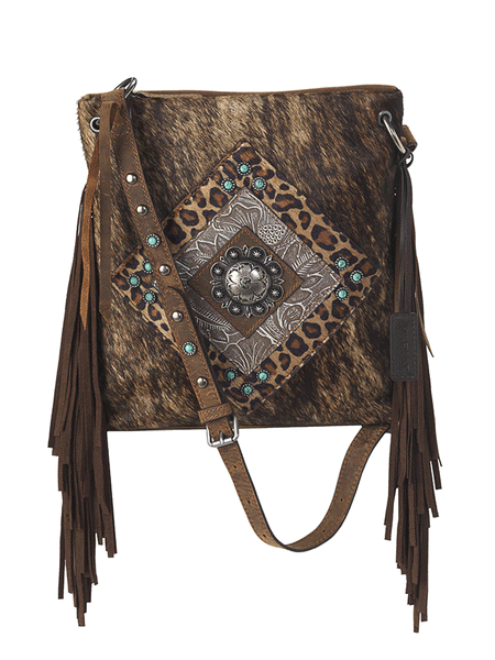 Ariat A770003802 Womens Nashville Crossbody Calf Hair Brown front view. If you need any assistance with this item or the purchase of this item please call us at five six one seven four eight eight eight zero one Monday through Saturday 10:00a.m EST to 8:00 p.m EST