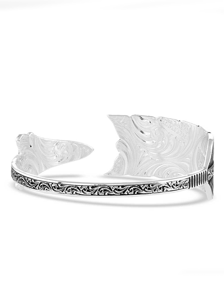 Montana Silversmiths BC4885 Womens Timber Ridge Arrow Cuff Bracelet Silver back view. If you need any assistance with this item or the purchase of this item please call us at five six one seven four eight eight eight zero one Monday through Saturday 10:00a.m EST to 8:00 p.m EST
