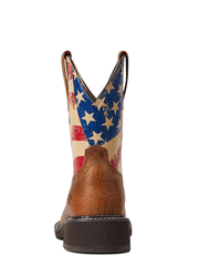 Ariat 10040269 Womens Fatbaby Heritage Patriot Western Boot Crackled Tumeric full back view. If you need any assistance with this item or the purchase of this item please call us at five six one seven four eight eight eight zero one Monday through Saturday 10:00a.m EST to 8:00 p.m EST
