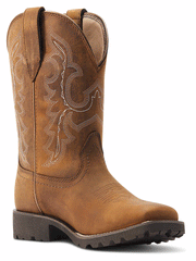 Ariat 10044437 Womens Unbridled Rancher H2O Oily Distressed Tan inner side and front view. If you need any assistance with this item or the purchase of this item please call us at five six one seven four eight eight eight zero one Monday through Saturday 10:00a.m EST to 8:00 p.m EST