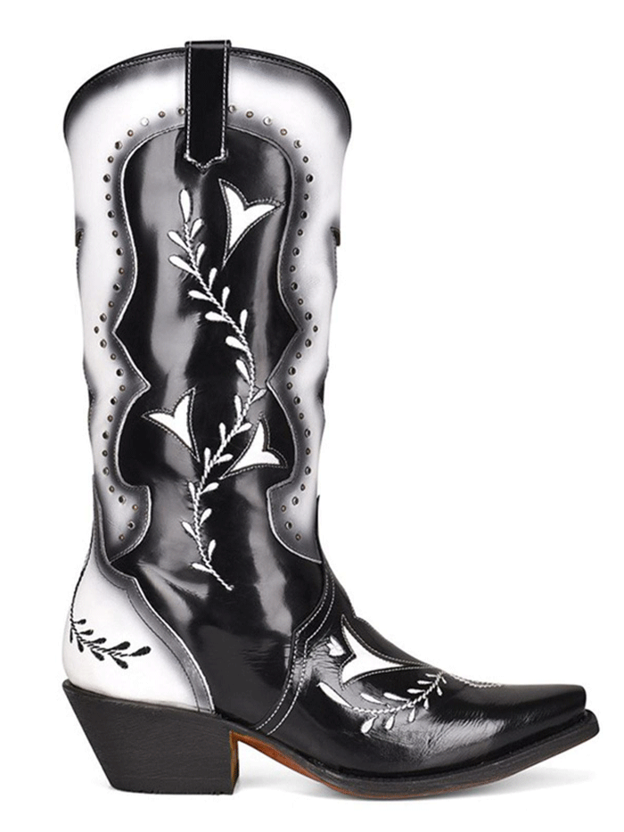 Corral Z0132 Ladies Embroidery Cutouts And Studs Western Boot Black front and side view. If you need any assistance with this item or the purchase of this item please call us at five six one seven four eight eight eight zero one Monday through Saturday 10:00a.m EST to 8:00 p.m EST