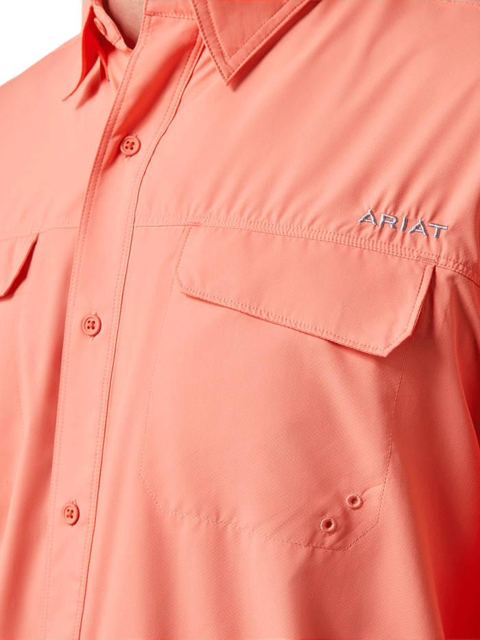 Ariat 10043423 Mens VentTEK Outbound Classic Fit Long Sleeve Shirt Peach Echo front view. If you need any assistance with this item or the purchase of this item please call us at five six one seven four eight eight eight zero one Monday through Saturday 10:00a.m EST to 8:00 p.m EST