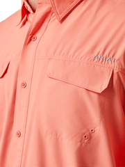 Ariat 10043423 Mens VentTEK Outbound Classic Fit Long Sleeve Shirt Peach Echo pocket close up. If you need any assistance with this item or the purchase of this item please call us at five six one seven four eight eight eight zero one Monday through Saturday 10:00a.m EST to 8:00 p.m EST