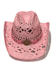 Bullhide NAUGHTY GIRL 2649P Western Straw Hat Pink front view. If you need any assistance with this item or the purchase of this item please call us at five six one seven four eight eight eight zero one Monday through Saturday 10:00a.m EST to 8:00 p.m EST