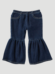 Wrangler 112321494 Infants Ruffle Leg Flare Jean Lacey front view. If you need any assistance with this item or the purchase of this item please call us at five six one seven four eight eight eight zero one Monday through Saturday 10:00a.m EST to 8:00 p.m EST