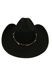 Bullhide BUCKAROO 6X 0320BL Premium Wool Hat Black back view. If you need any assistance with this item or the purchase of this item please call us at five six one seven four eight eight eight zero one Monday through Saturday 10:00a.m EST to 8:00 p.m EST
