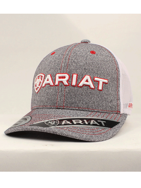 Ariat A300000806 Mens Embroidered Signature Logo Heather Red White Grey front view. If you need any assistance with this item or the purchase of this item please call us at five six one seven four eight eight eight zero one Monday through Saturday 10:00a.m EST to 8:00 p.m EST