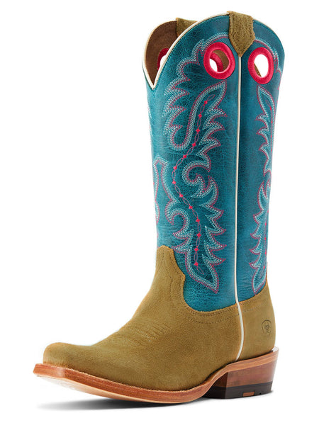Ariat 10044403 Womens Futurity Boon Western Boot Buckskin Roughout side and front view. If you need any assistance with this item or the purchase of this item please call us at five six one seven four eight eight eight zero one Monday through Saturday 10:00a.m EST to 8:00 p.m EST
