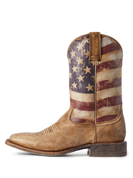 Ariat 10031513 Mens Circuit Proud Western Boot Naturally Distressed Brown side view. If you need any assistance with this item or the purchase of this item please call us at five six one seven four eight eight eight zero one Monday through Saturday 10:00a.m EST to 8:00 p.m EST
