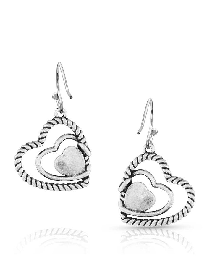 Montana Silversmiths ER5179 Womens Clearer Ponds Turquoise Heart Earrings Silver front view. If you need any assistance with this item or the purchase of this item please call us at five six one seven four eight eight eight zero one Monday through Saturday 10:00a.m EST to 8:00 p.m EST