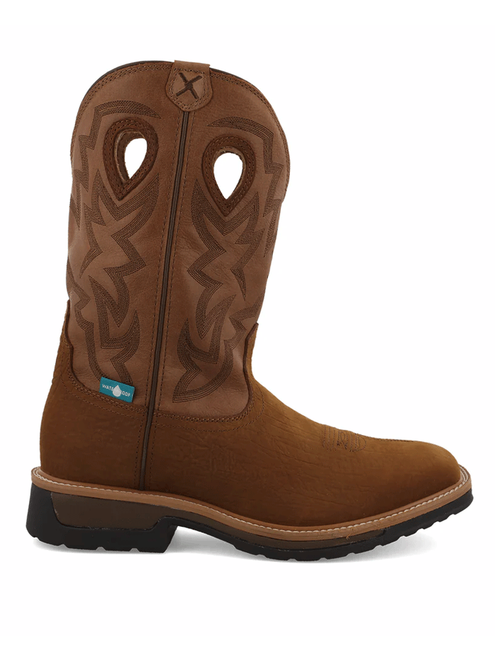 Twisted X MLCCW05 Mens Waterproof Composite Toe Lite Western Work Boot Brown front and side view. If you need any assistance with this item or the purchase of this item please call us at five six one seven four eight eight eight zero one Monday through Saturday 10:00a.m EST to 8:00 p.m EST