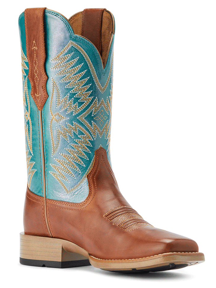 Ariat 10042387 Womens Odessa StretchFit Western Boot Almond Roca front and side view. If you need any assistance with this item or the purchase of this item please call us at five six one seven four eight eight eight zero one Monday through Saturday 10:00a.m EST to 8:00 p.m EST