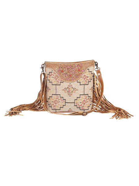 Myra Bag S-4376 Womens Accelerate Hand Tooled Bag Tan front view. If you need any assistance with this item or the purchase of this item please call us at five six one seven four eight eight eight zero one Monday through Saturday 10:00a.m EST to 8:00 p.m EST