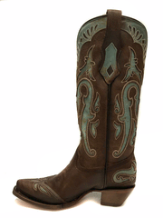 Corral C3925 Ladies Inlay & Embroidery Wing Tip Western Boot Brown inner side view. If you need any assistance with this item or the purchase of this item please call us at five six one seven four eight eight eight zero one Monday through Saturday 10:00a.m EST to 8:00 p.m EST