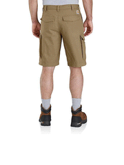 Carhartt 103542-253 Mens Rugged Flex® Relaxed Fit Canvas Cargo Work Short Dark Khaki back view. If you need any assistance with this item or the purchase of this item please call us at five six one seven four eight eight eight zero one Monday through Saturday 10:00a.m EST to 8:00 p.m EST