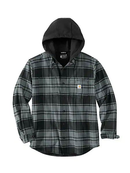 Carhartt 105621-ELM Mens Rugged Flex Flannel Fleece Lined Hooded Shirt Jac Elm front view. If you need any assistance with this item or the purchase of this item please call us at five six one seven four eight eight eight zero one Monday through Saturday 10:00a.m EST to 8:00 p.m EST