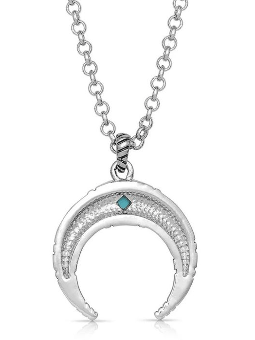Montana Silversmiths NC4828 Womens Eye In The Sky Crescent Necklace Silver front view. If you need any assistance with this item or the purchase of this item please call us at five six one seven four eight eight eight zero one Monday through Saturday 10:00a.m EST to 8:00 p.m EST