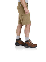 Carhartt 103542-253 Mens Rugged Flex® Relaxed Fit Canvas Cargo Work Short Dark Khaki right side view.If you need any assistance with this item or the purchase of this item please call us at five six one seven four eight eight eight zero one Monday through Saturday 10:00a.m EST to 8:00 p.m EST
