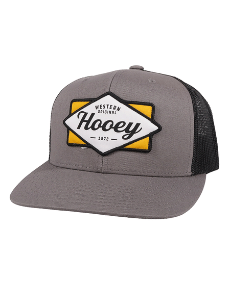Hooey 2122T-GYBK Diamond Trucker Hat Grey Black front view. If you need any assistance with this item or the purchase of this item please call us at five six one seven four eight eight eight zero one Monday through Saturday 10:00a.m EST to 8:00 p.m EST